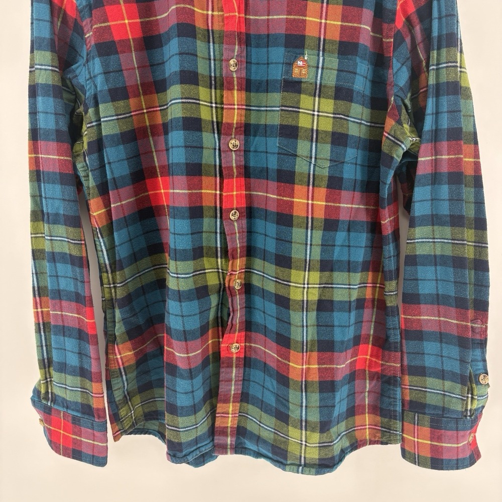 Kiel James Patrick Mens L Cozy Cabin Plaid Flannel Shirt 100% Cotton Embroidered - Picture 5 of 10
